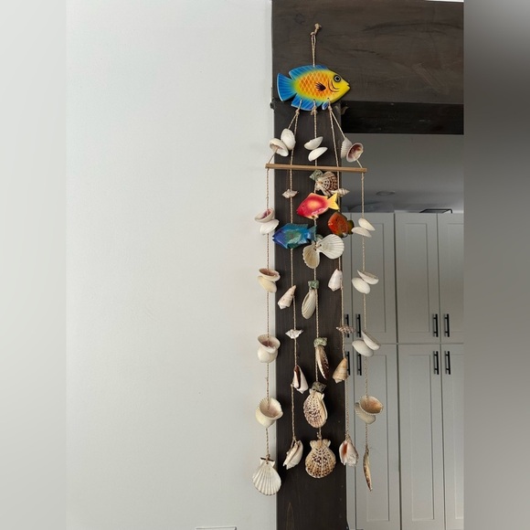 Handmade shell wind home for outdoors beach theme fish nautical style - Picture 3 of 5